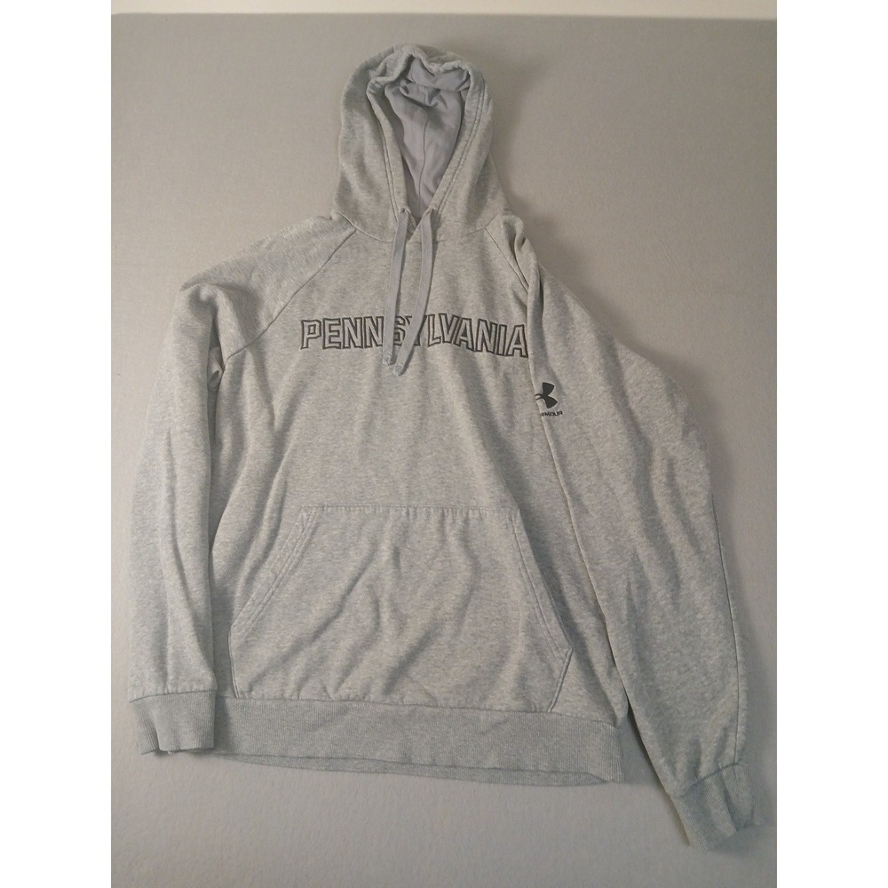 Under Armour Sweatshirt Womens Medium Loose Gray Hoodie Pullover Pennsylvania!! - Picture 2 of 8